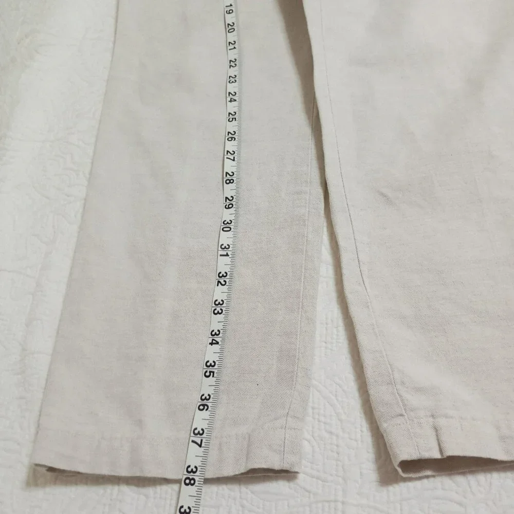 Nautica Pants Mens 34Wx30L Linen Blend Classic Fit Straight Flat Beige